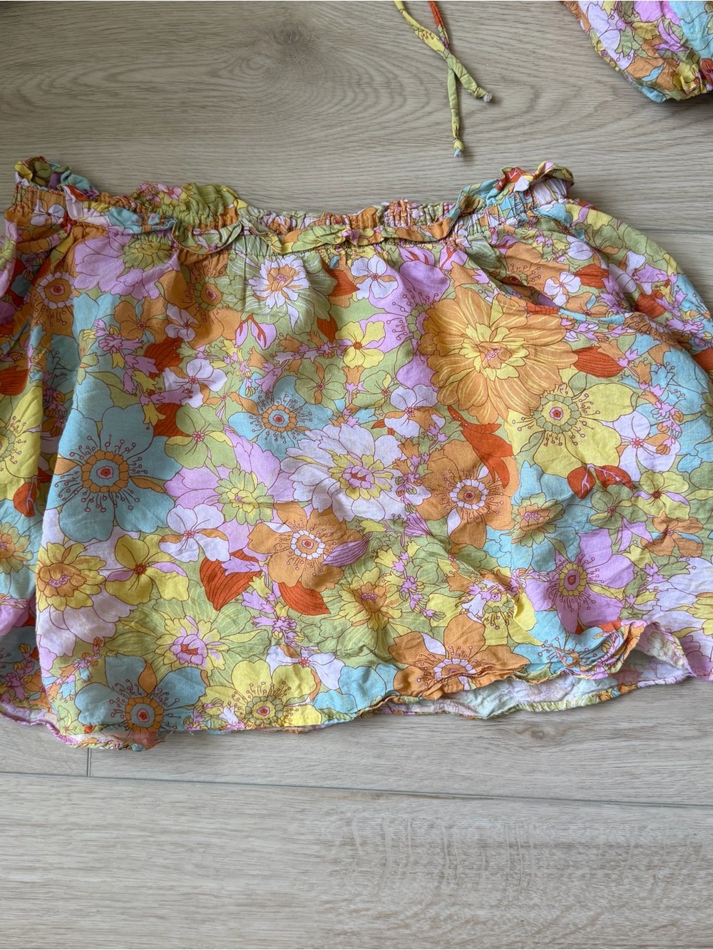 Show Me Your Mumu Groovy Blooms Floral Puff Sleeve Two-Piece Set Jenna Top Swing - Picture 2 of 10